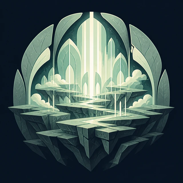 Norse Lichen iron editorial illustration of Alfheim for the atlas detail view.