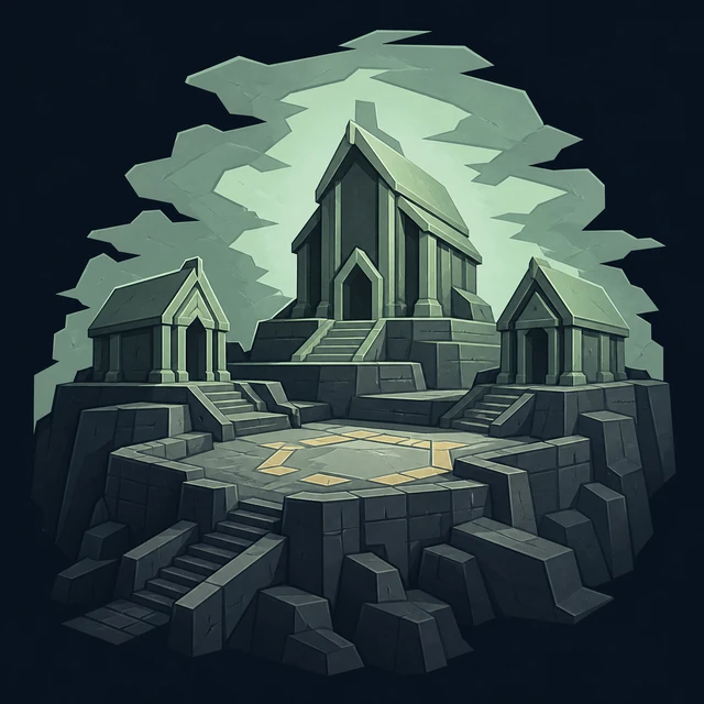 Norse Lichen iron editorial illustration of Asgard for the atlas detail view.
