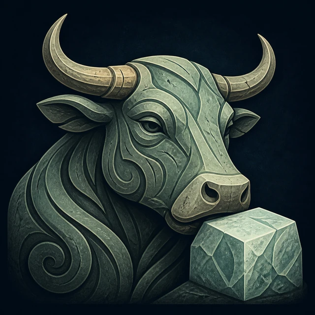 Norse Lichen iron editorial illustration of Audhumla for the atlas detail view.