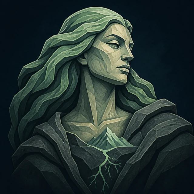 Norse Lichen iron editorial illustration of Bestla for the atlas detail view.