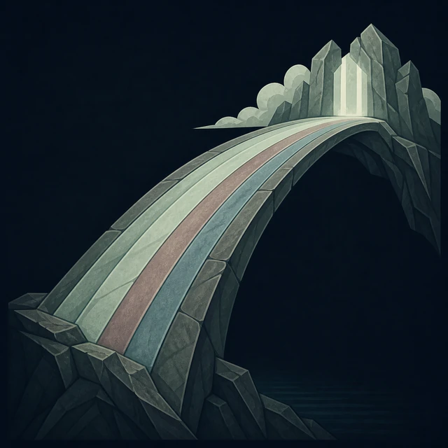 Norse Lichen iron editorial illustration of Bifrost for the atlas detail view.