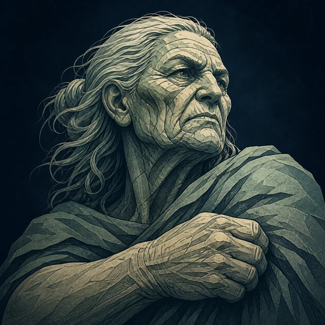 Norse Lichen iron editorial illustration of Elli for the atlas detail view.
