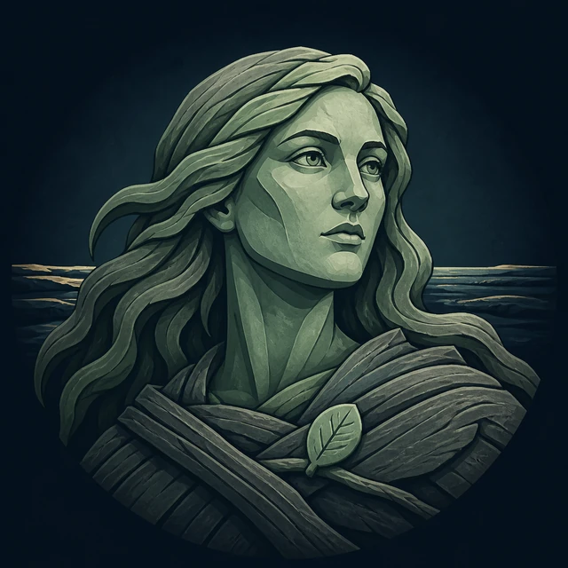 Norse Lichen iron editorial illustration of Embla for the atlas detail view.