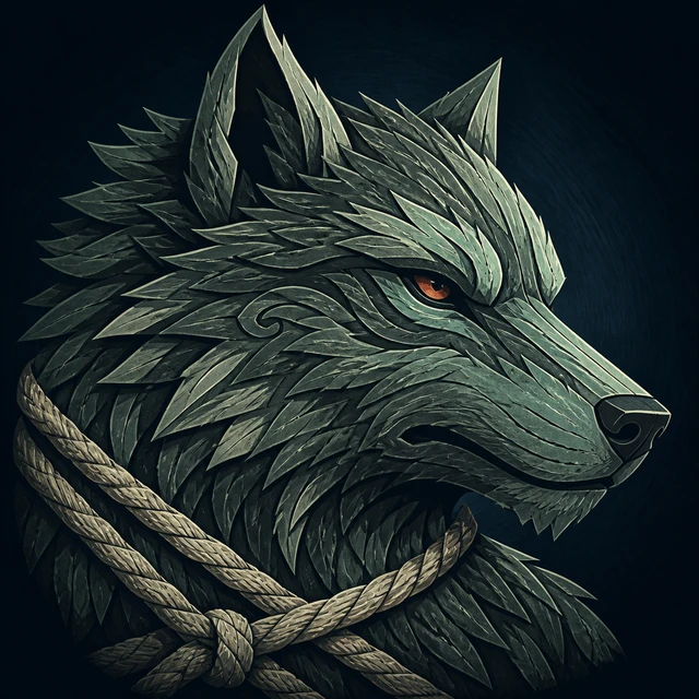 Norse Lichen iron editorial illustration of Fenrir for the atlas detail view.
