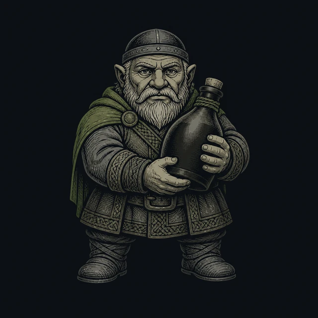 Norse-style detail illustration of Galar and a mead vessel.