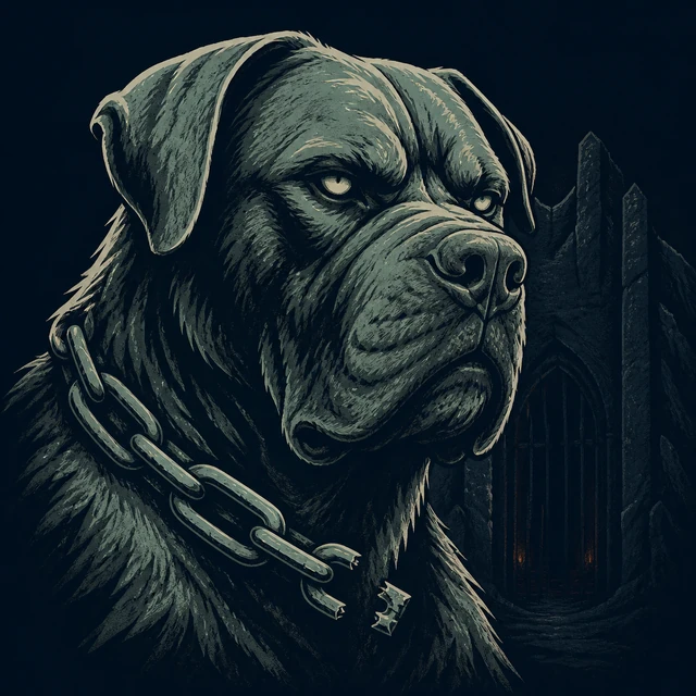 Norse Lichen iron editorial illustration of Garm for the atlas detail view.