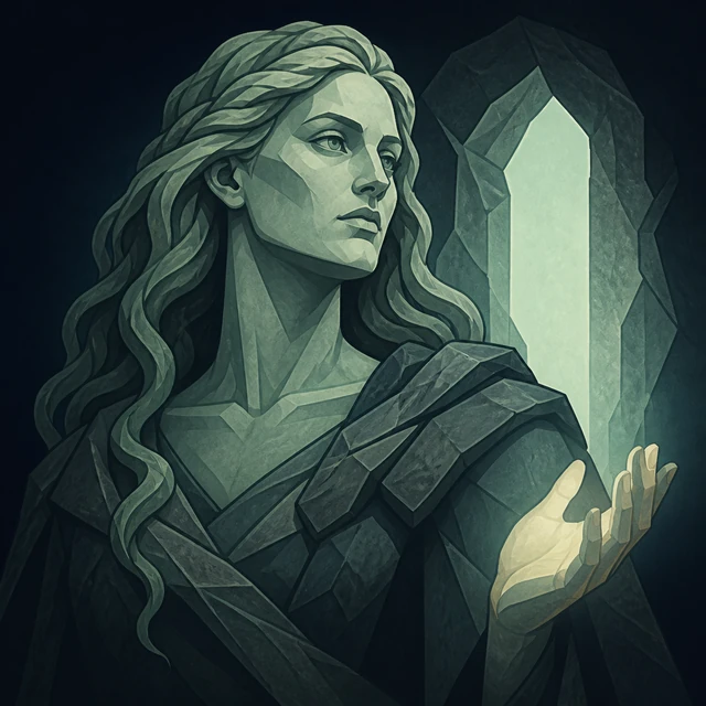 Norse Lichen iron editorial illustration of Gerd for the atlas detail view.