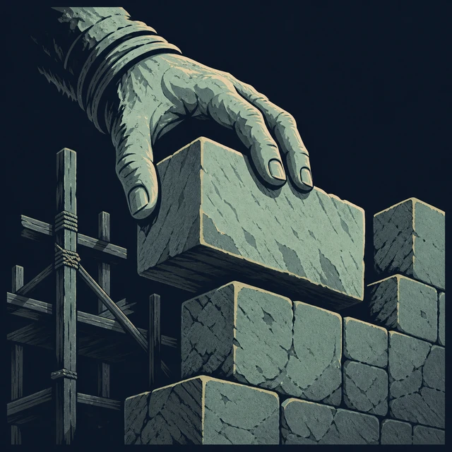 Norse Lichen iron editorial illustration of Giant Master Builder for the atlas detail view.