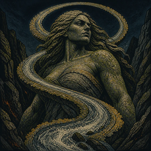 Norse-style detail illustration of Gjalp.