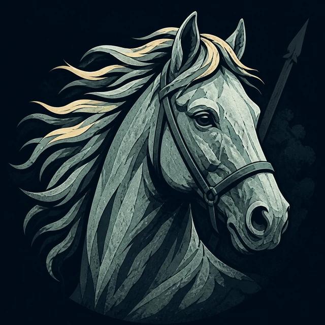 Norse Lichen iron editorial illustration of Grani for the atlas detail view.