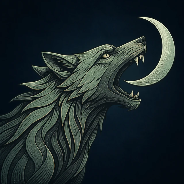 Norse Lichen iron editorial illustration of Hati for the atlas detail view.