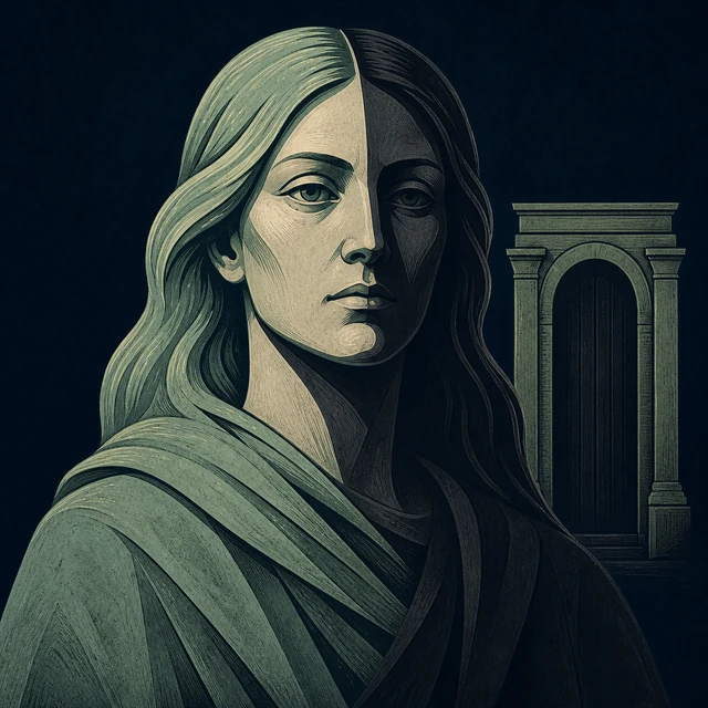 Norse Lichen iron editorial illustration of Hel for the atlas detail view.
