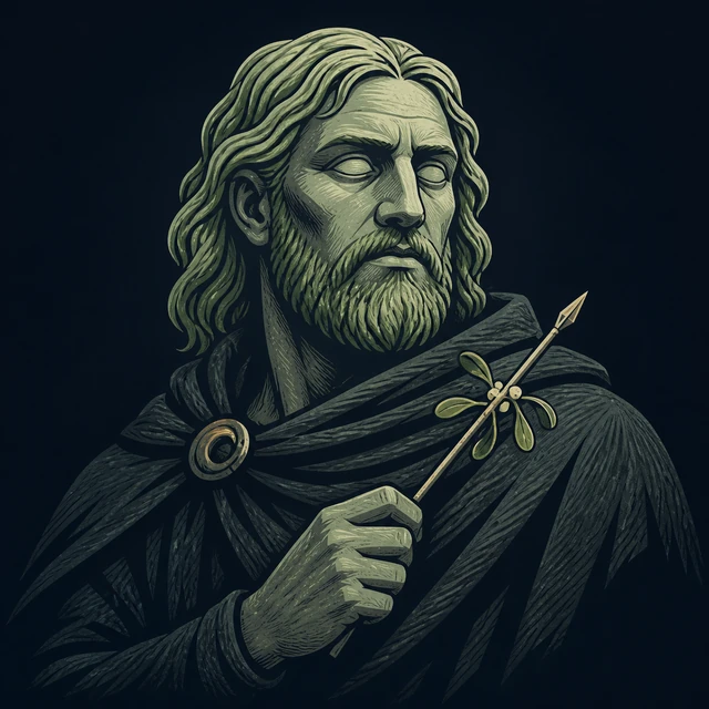 Norse Lichen iron editorial illustration of Hodr for the atlas detail view.
