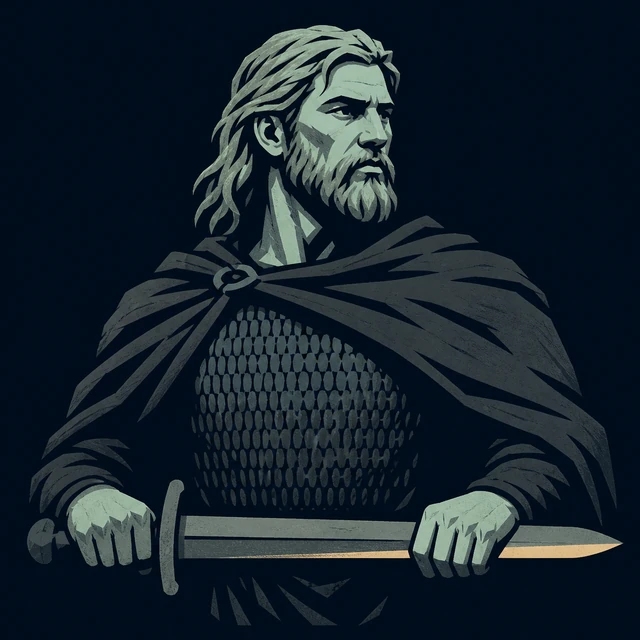 Norse Lichen iron editorial illustration of Hogni for the atlas detail view.