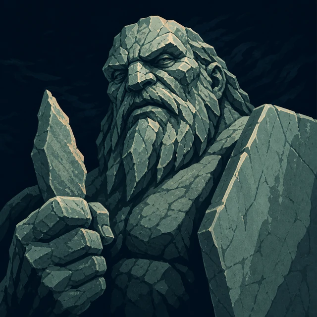 Norse Lichen iron editorial illustration of Hrungnir for the atlas detail view.
