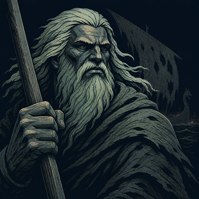 Norse Lichen iron editorial illustration of Hrym for the atlas detail view.
