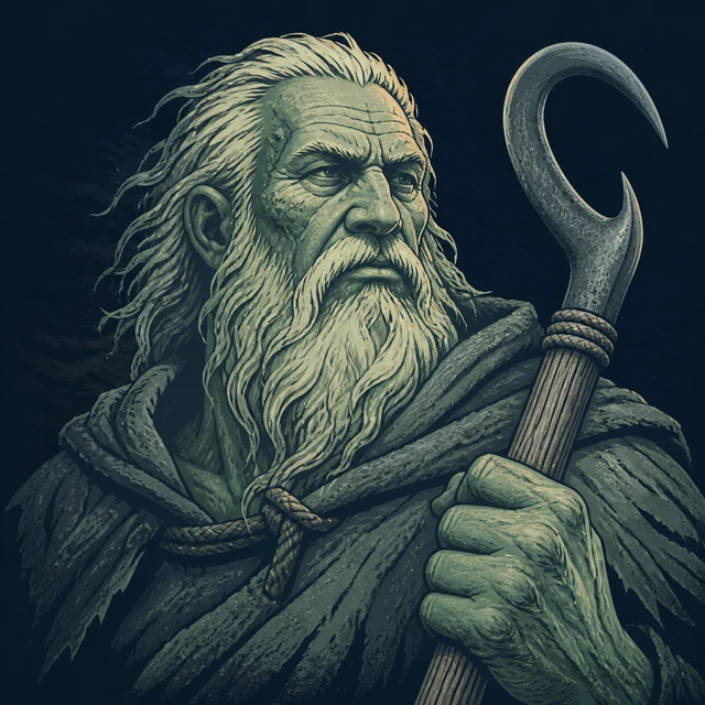 Norse Lichen iron editorial illustration of Hymir for the atlas detail view.
