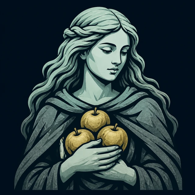Norse Lichen iron editorial illustration of Idunn for the atlas detail view.