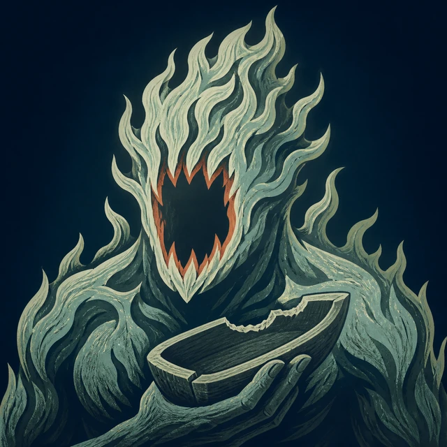 Norse Lichen iron editorial illustration of Logi for the atlas detail view.
