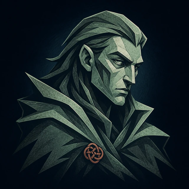 Norse Lichen iron editorial illustration of Loki for the atlas detail view.