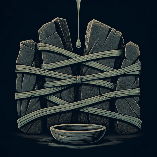 Norse Lichen iron editorial illustration of Loki's Punishment for the atlas detail view.