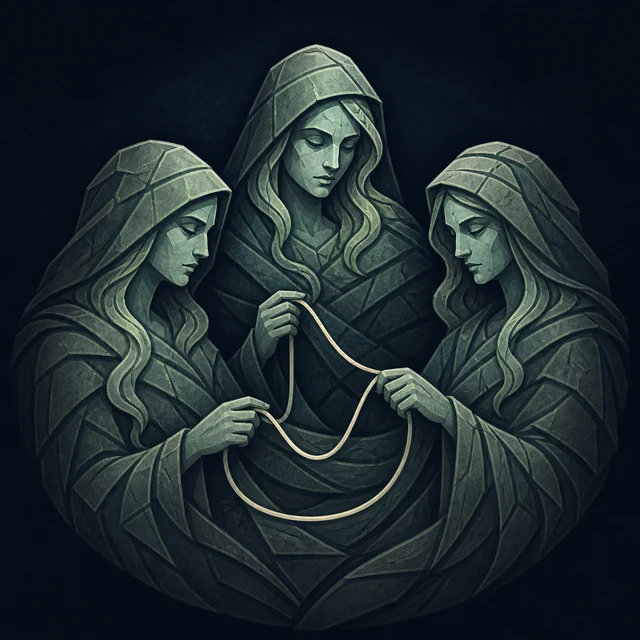 Norse Lichen iron editorial illustration of Norns for the atlas detail view.