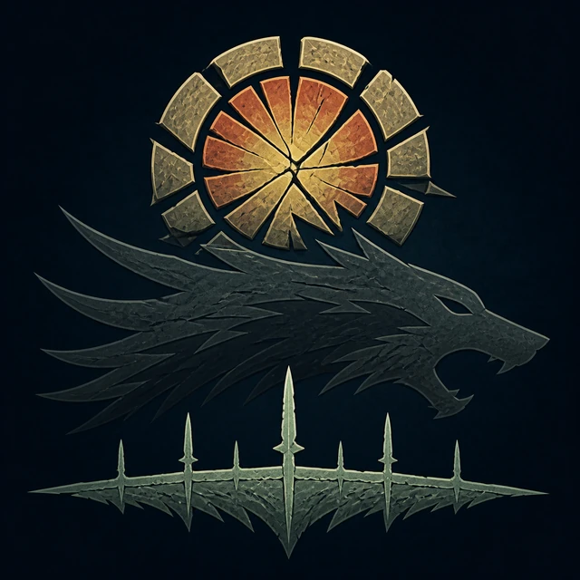 Norse Lichen iron editorial illustration of Ragnarok for the atlas detail view.