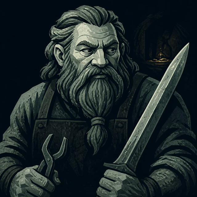 Norse Lichen iron editorial illustration of Regin for the atlas detail view.
