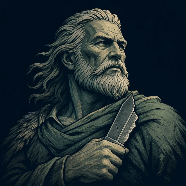 Norse Lichen iron editorial illustration of Sigmund for the atlas detail view.