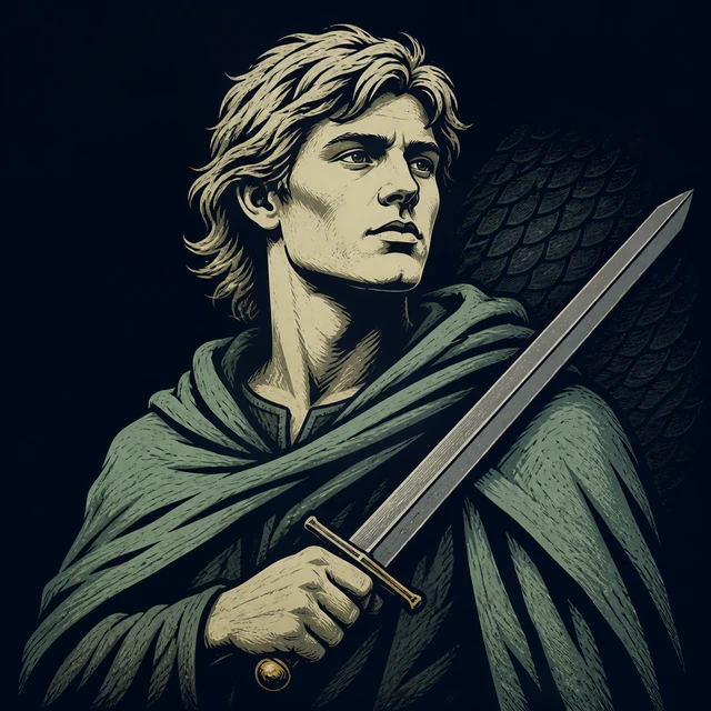 Norse Lichen iron editorial illustration of Sigurd for the atlas detail view.