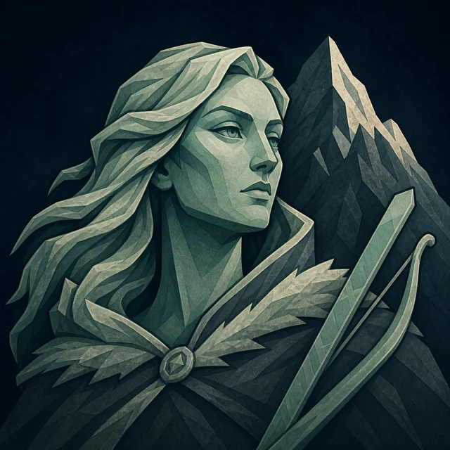 Norse Lichen iron editorial illustration of Skadi for the atlas detail view.