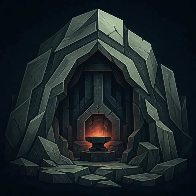 Norse Lichen iron editorial illustration of Svartalfheim for the atlas detail view.