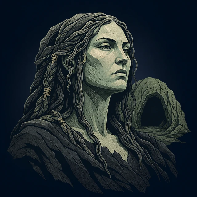 Norse Lichen iron editorial illustration of Thokk for the atlas detail view.