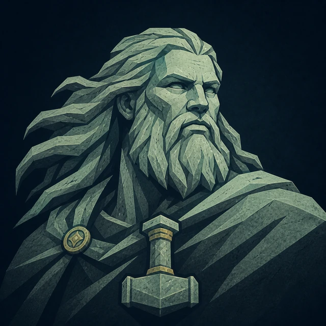 Norse Lichen iron editorial illustration of Thor for the atlas detail view.