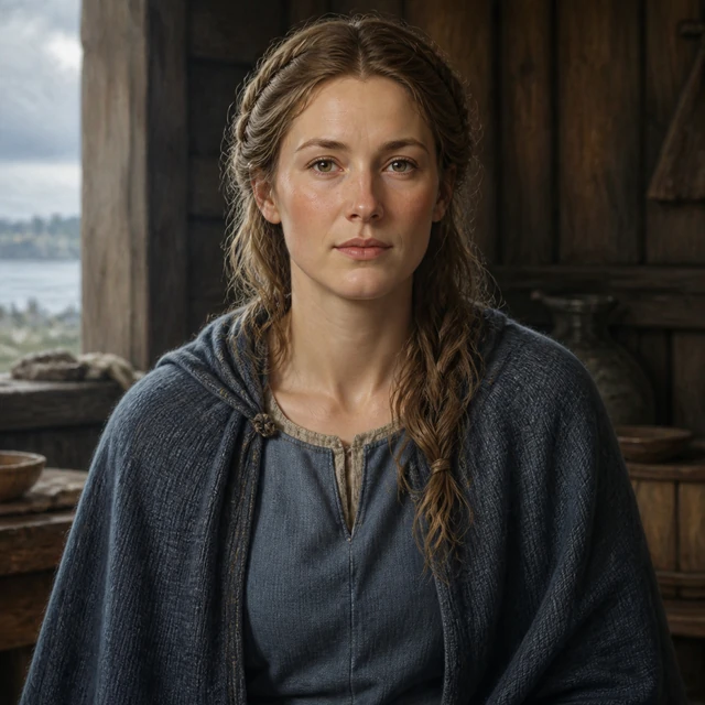 Thora, calm in a Danish timber room.