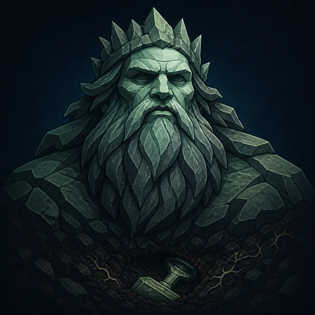 Norse Lichen iron editorial illustration of Thrym for the atlas detail view.