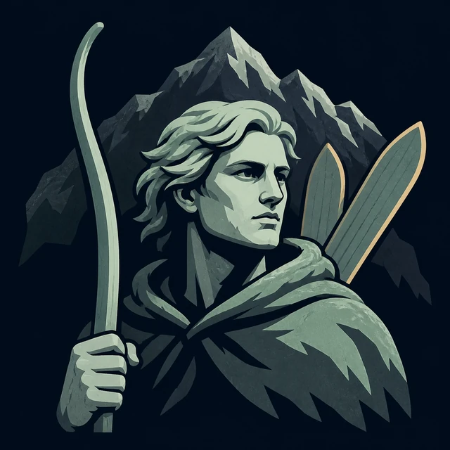 Norse Lichen iron editorial illustration of Ullr for the atlas detail view.