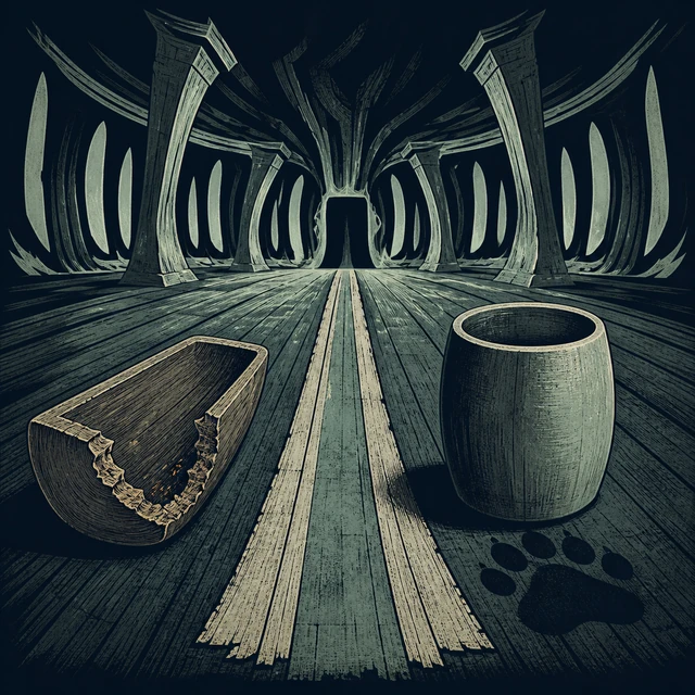 Norse Lichen iron editorial illustration of Utgarda-Loki's Tests for the atlas detail view.