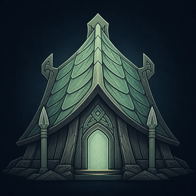 Norse Lichen iron editorial illustration of Valhalla for the atlas detail view.