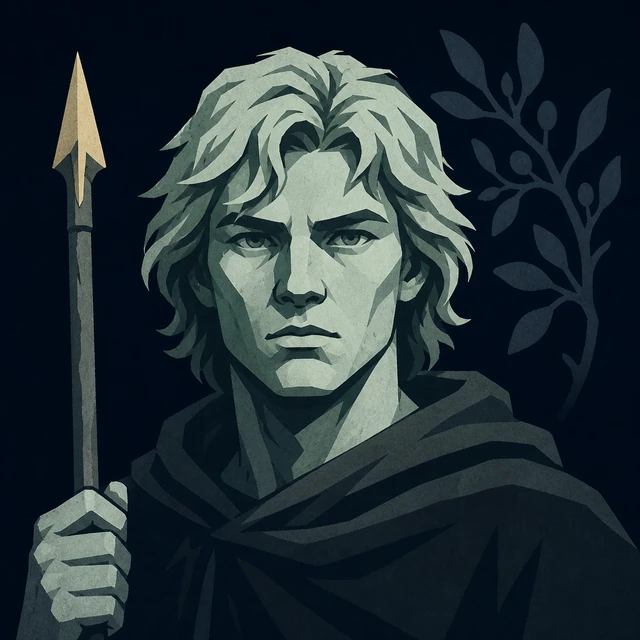Norse Lichen iron editorial illustration of Vali for the atlas detail view.