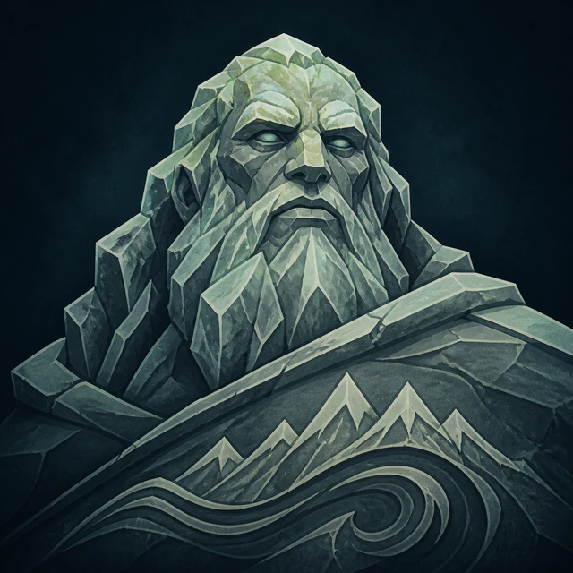 Norse Lichen iron editorial illustration of Ymir for the atlas detail view.